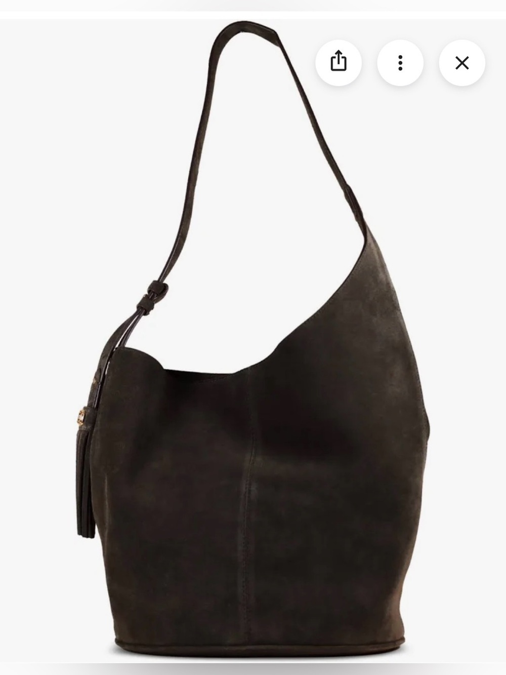 Sam Edelman Women’s LG Leather Bucket Bag. Dark Brown.